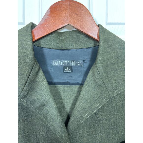 Lafayette 148 New York Wool Green Pleated Back Career Business Blazer 8 - Picture 2 of 6